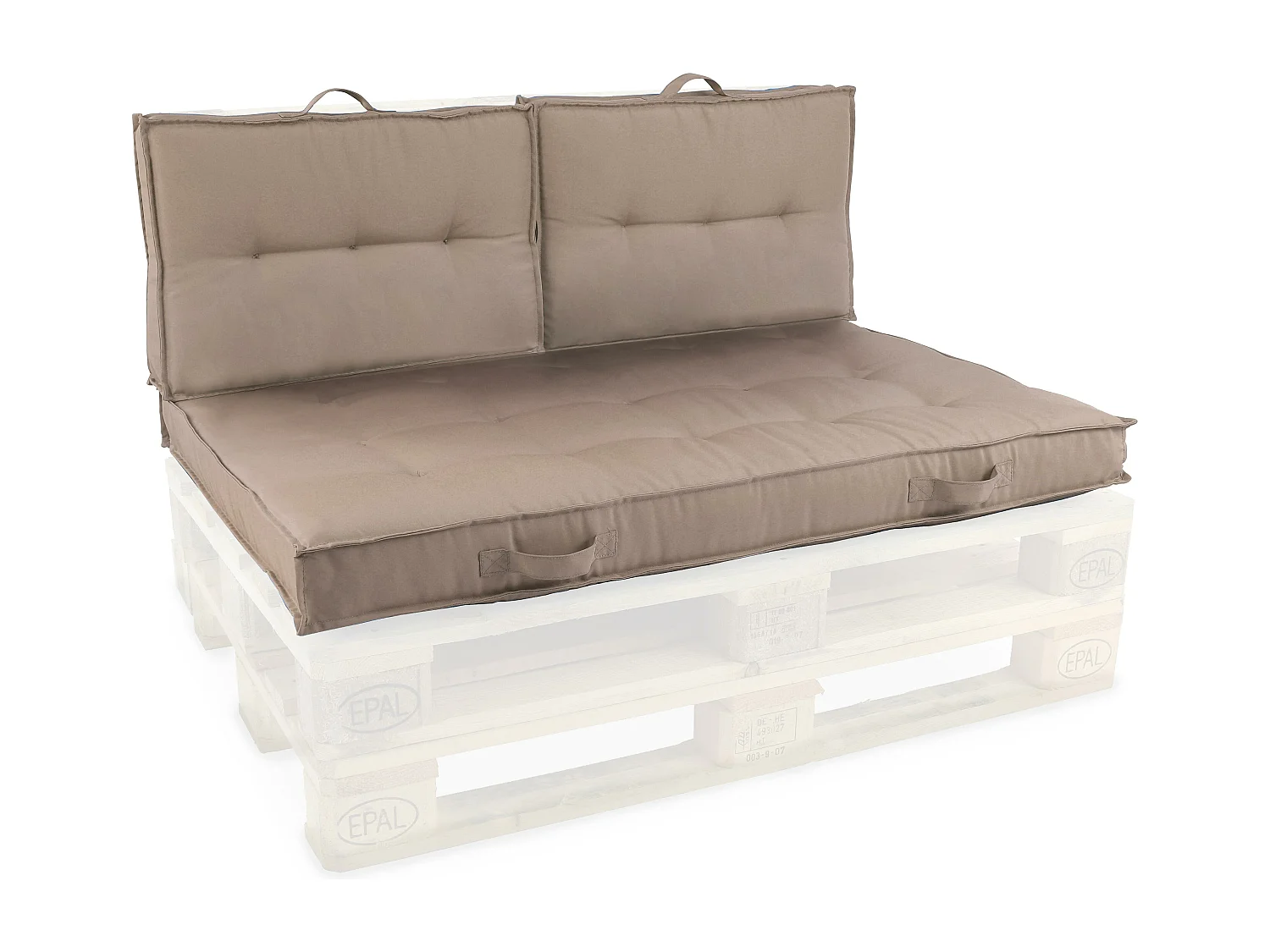 Coussins pour palette matelassés taupe