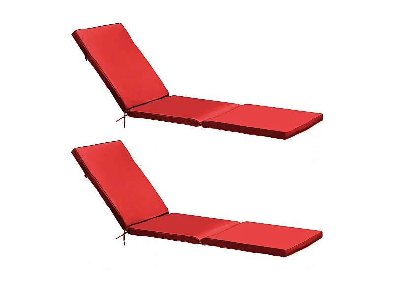 Lot de 2 coussins bain de soleil polyester rouge 186 x 53 x 5 cm - Picchu