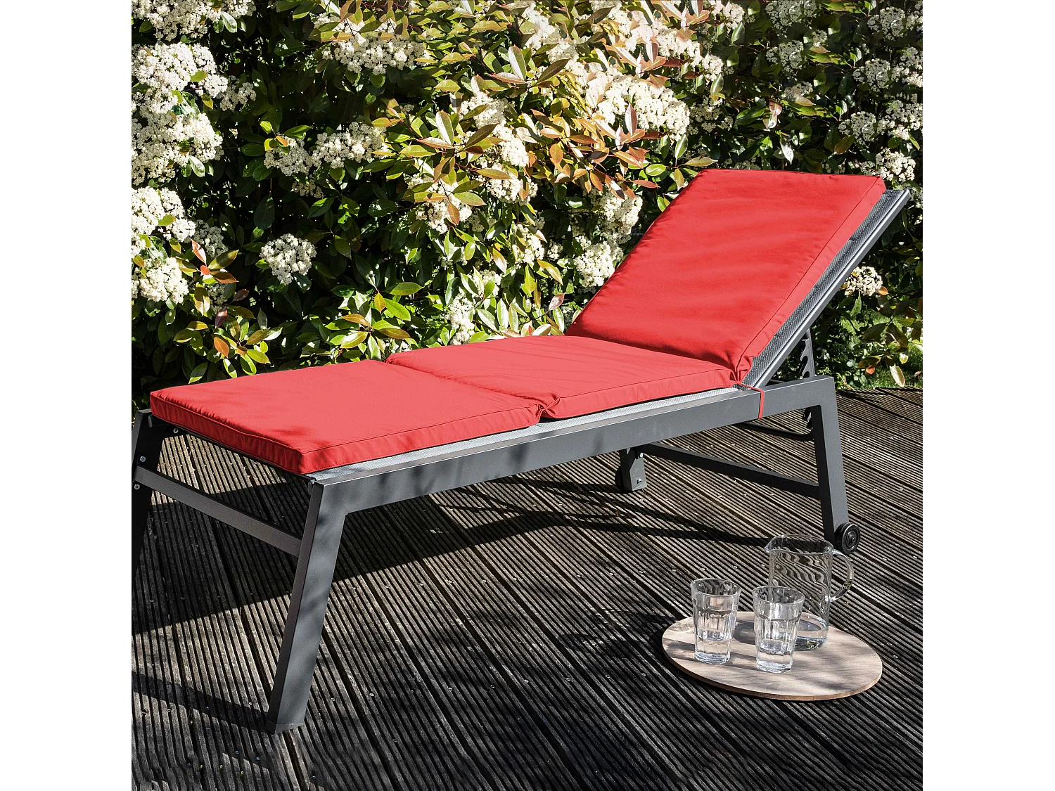 Lot de 2 coussins bain de soleil polyester rouge 186 x 53 x 5 cm - Picchu