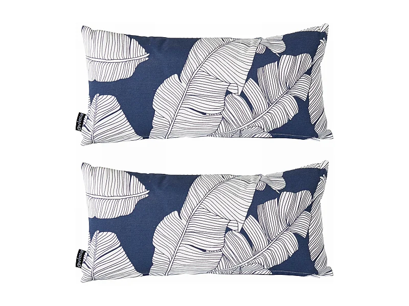 Lot de 2 petits coussins polyester bleu 40 x 20 x 8 cm