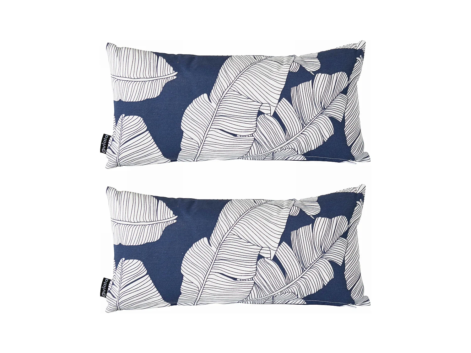 Lot de 2 petits coussins polyester bleu 40 x 20 x 8 cm