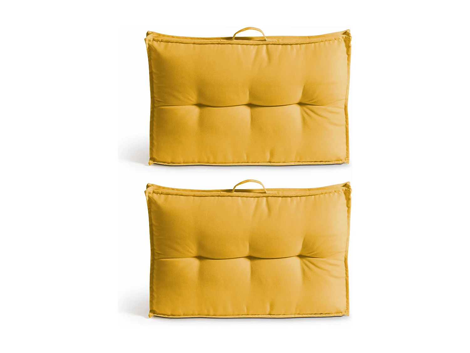 Lot 2 coussins palette dossier polyester jaune 60x40x12 cm