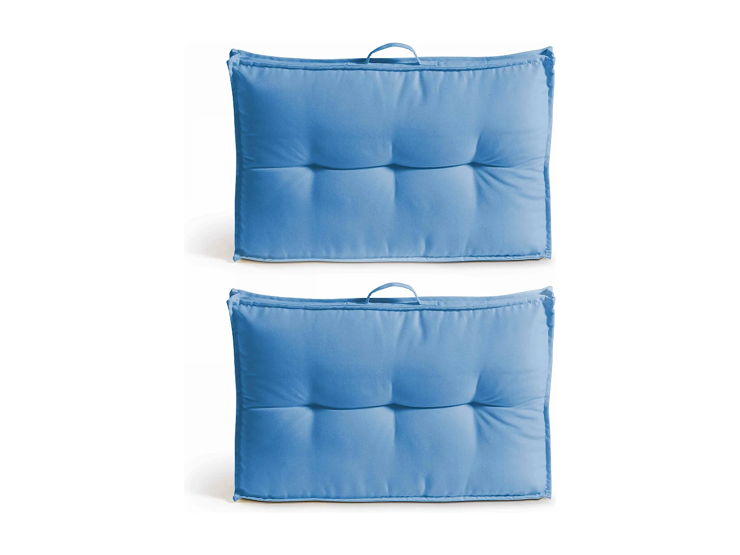 Lot 2 coussins palette dossier polyester bleu 60x40x12 cm