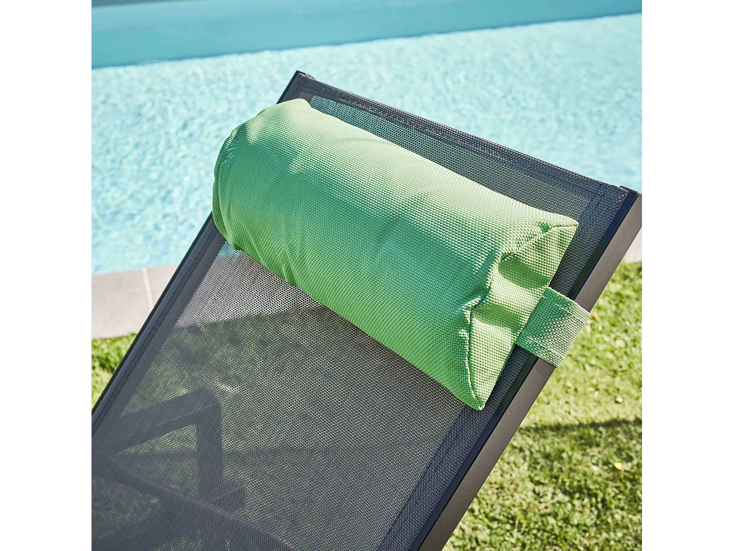 Lot de 2 repose-têtes pour bain de soleil textilène vert cactus - Kildy