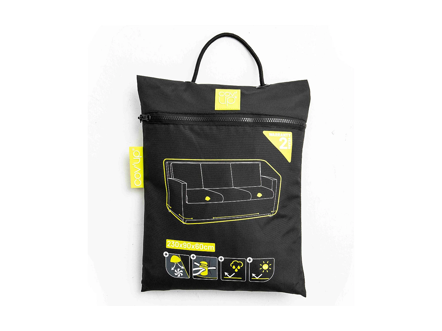 Housse de canapé extérieur 3 personnes polyester noire