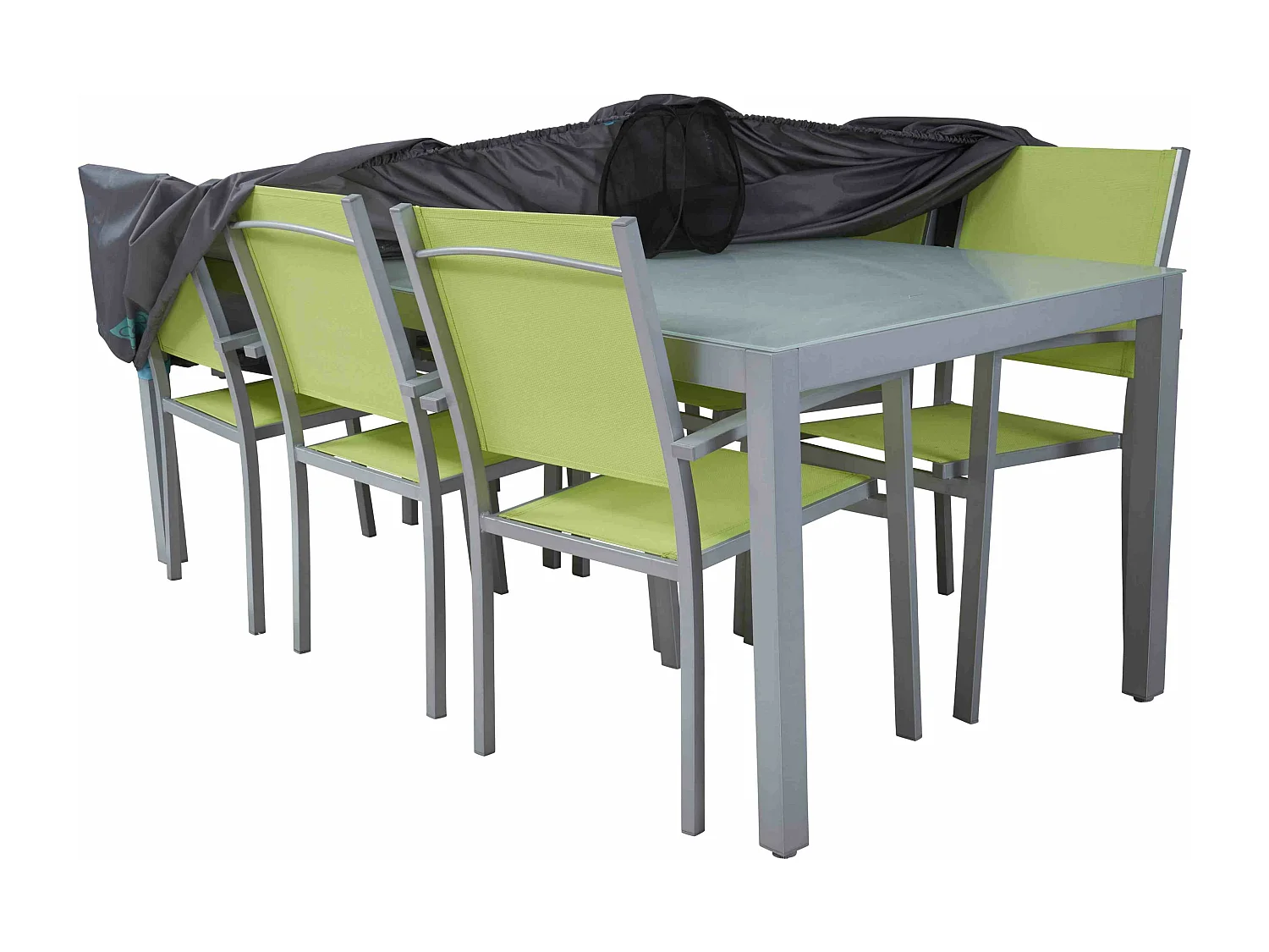 Housse de table de jardin rectangulaire grise 200 x 130 cm