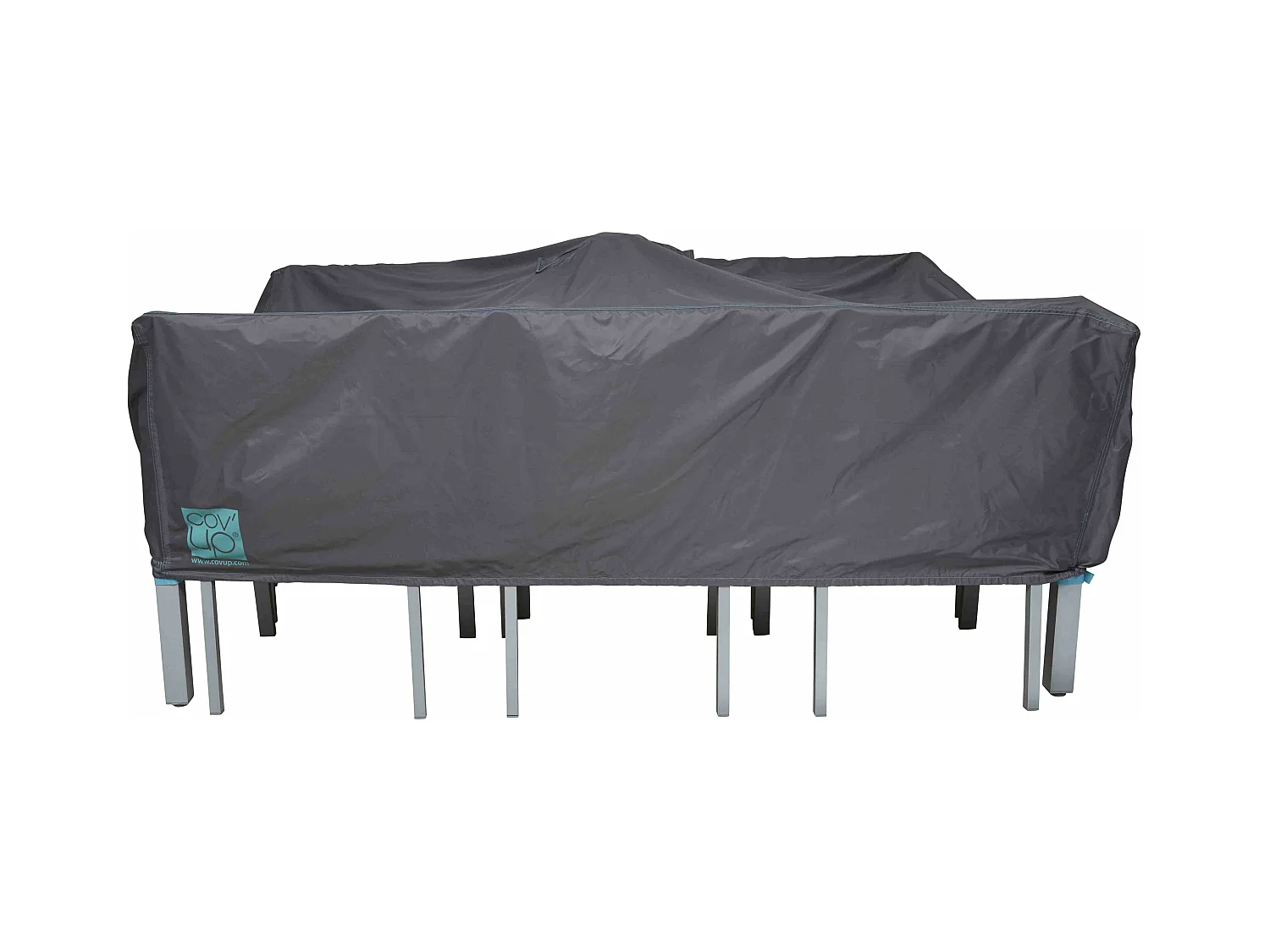 Housse de table de jardin rectangulaire grise 200 x 130 cm