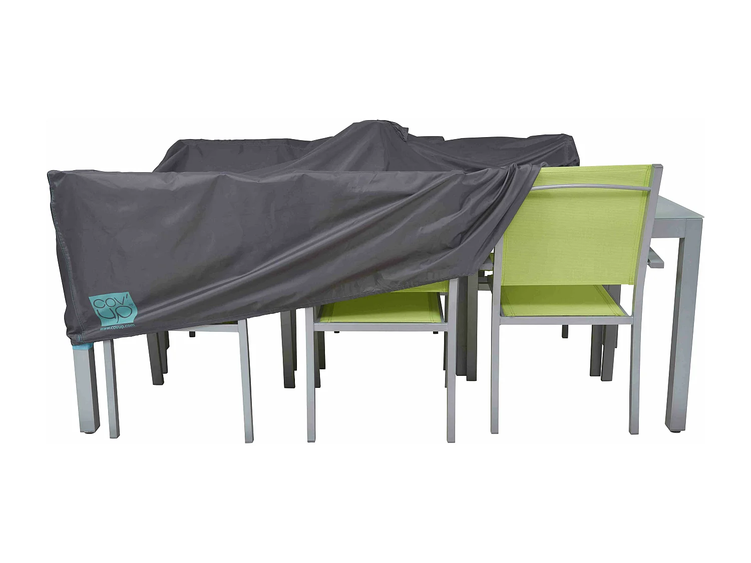 Housse de table de jardin rectangulaire grise 200 x 130 cm