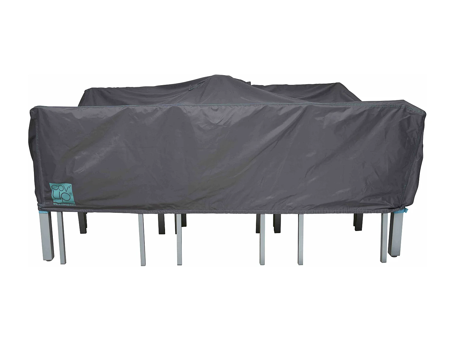 Housse de table de jardin rectangulaire grise 200 x 130 cm