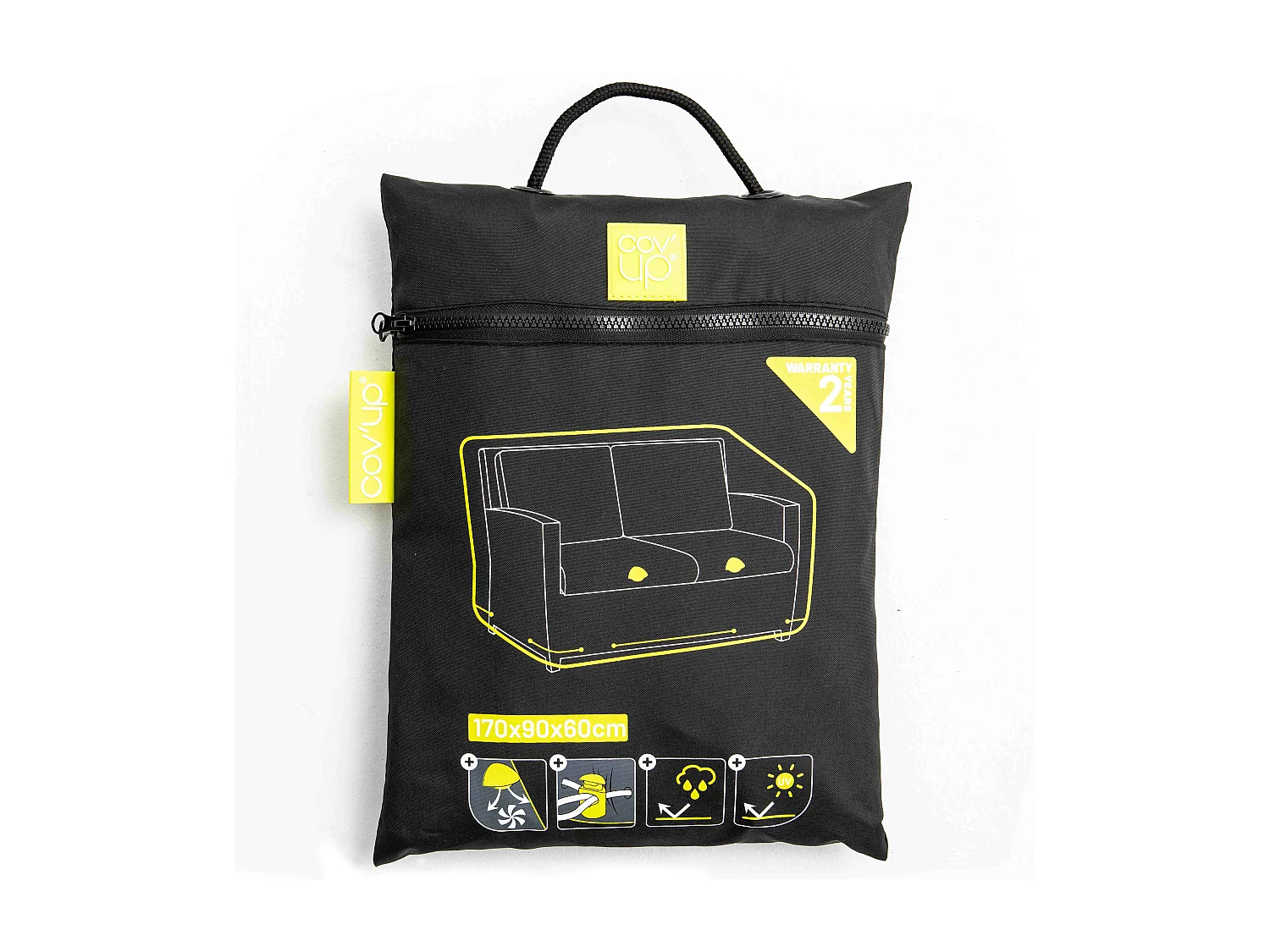 Housse de canapé extérieur 2 personnes polyester noire