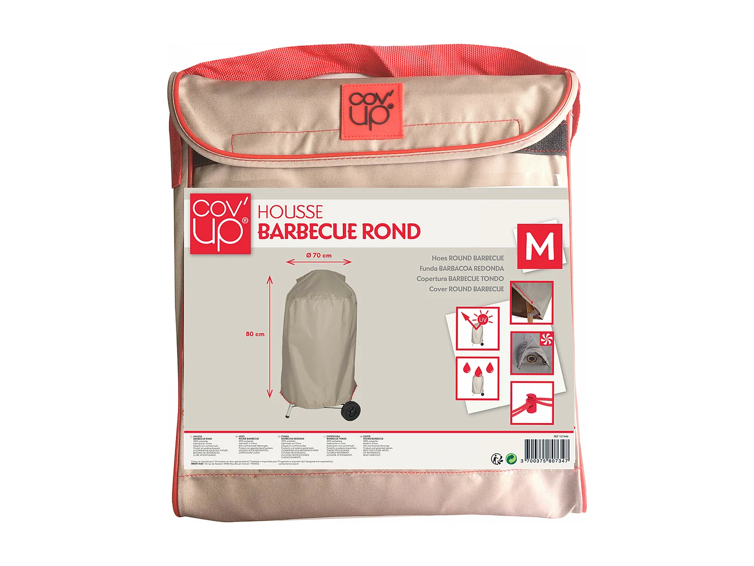 Housse de protection pour barbecue rond (70 x 80 cm)