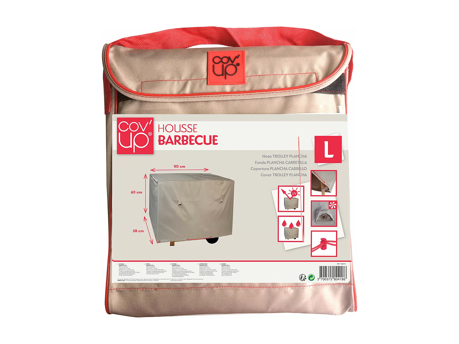 Housse de protection pour Barbecue (110 x 58 x 60 cm) taupe