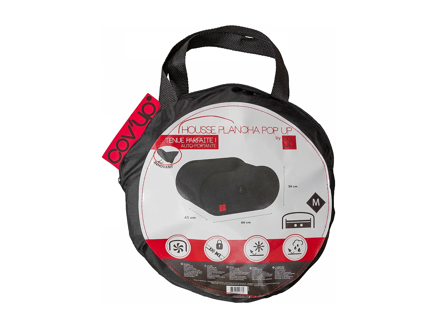 Housse rectangulaire m de plancha polyester noir