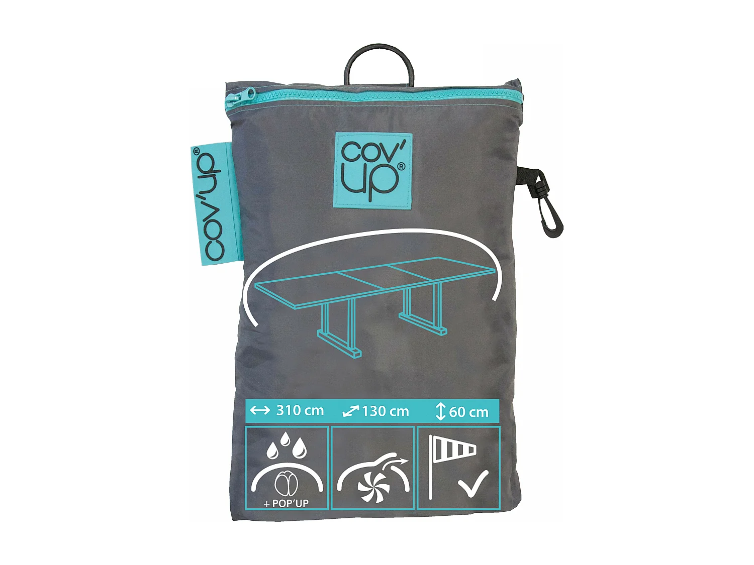 Housse table de jardin 310 x 130 cm