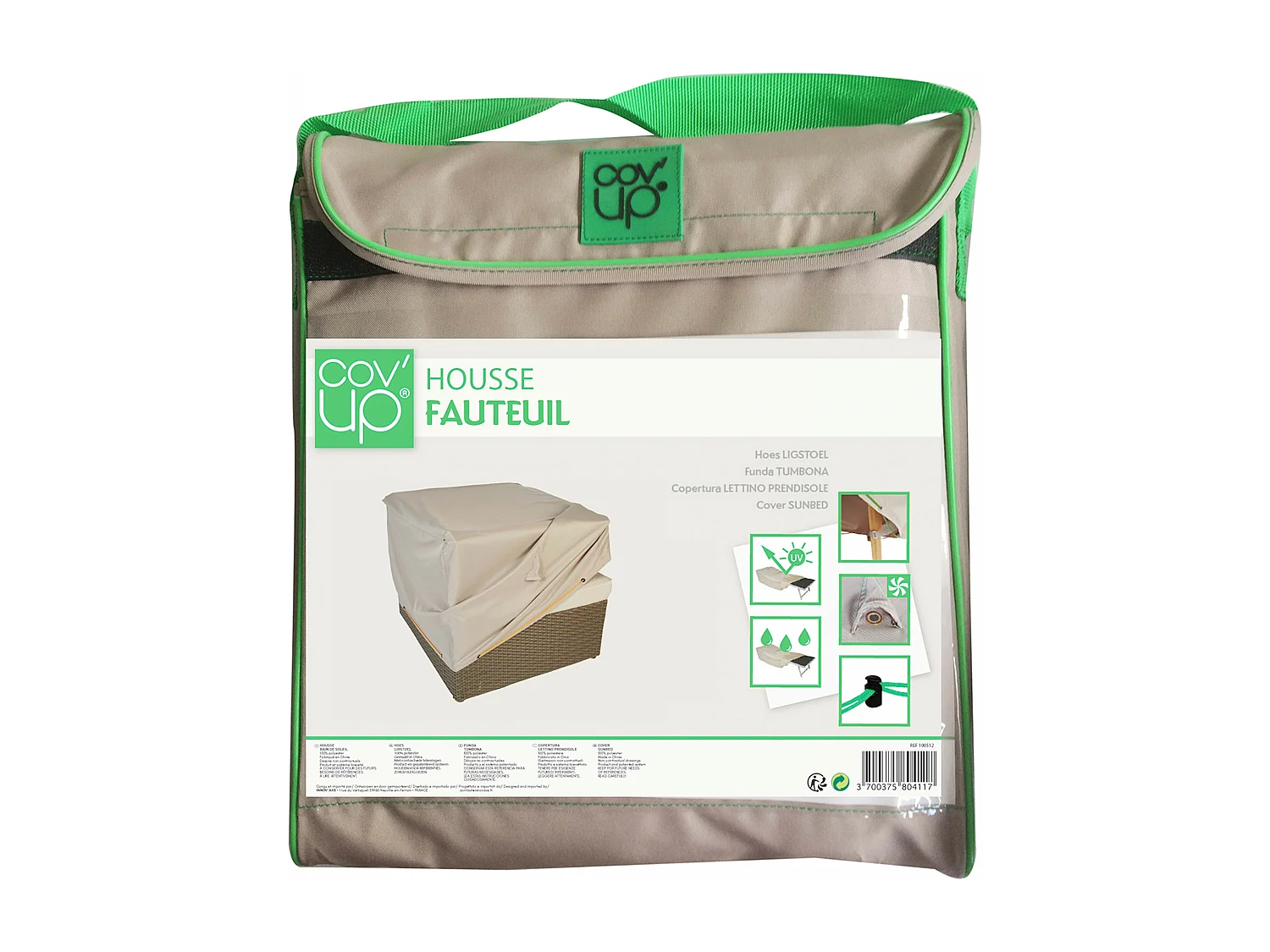 Housse de protection pour fauteuil de jardin taupe