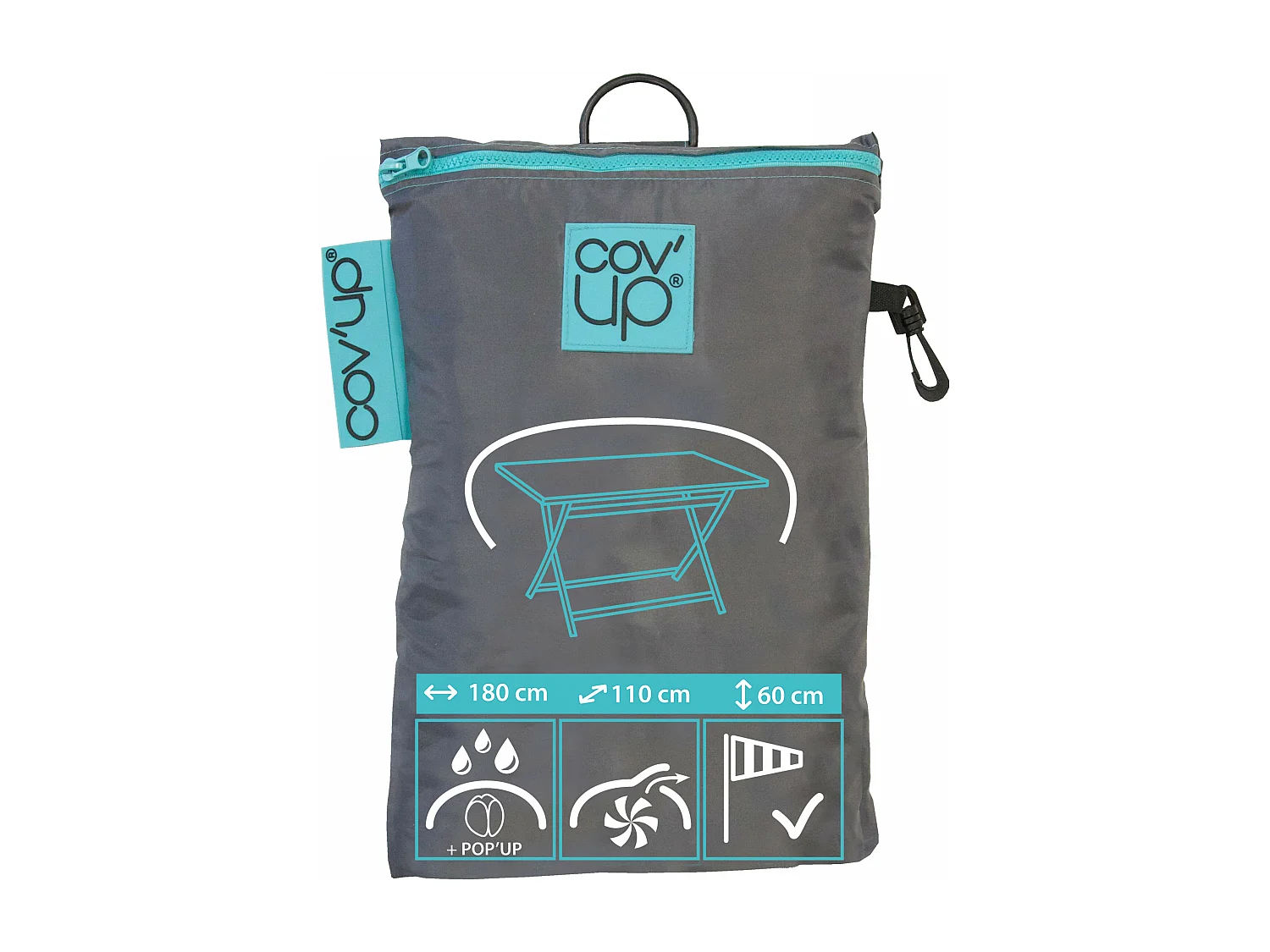 Housse de protection table de jardin 180 x 110 cm