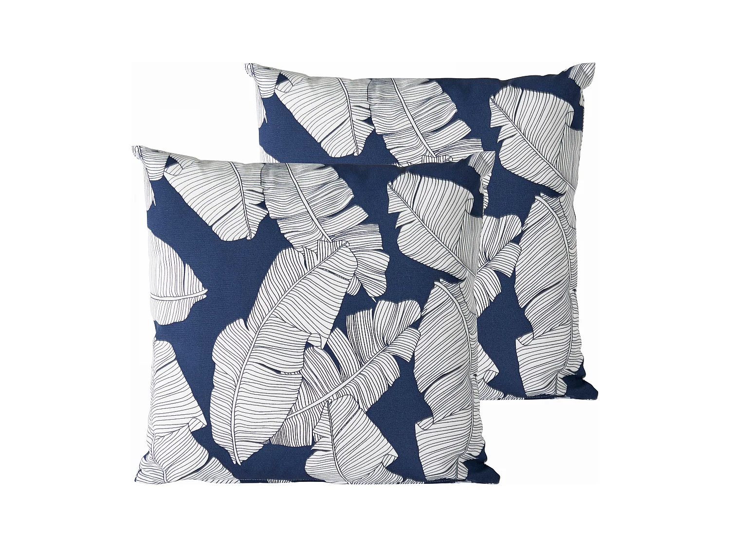 Lot de 2 coussins carrés polyester abaca bleu 45x45x8 cm