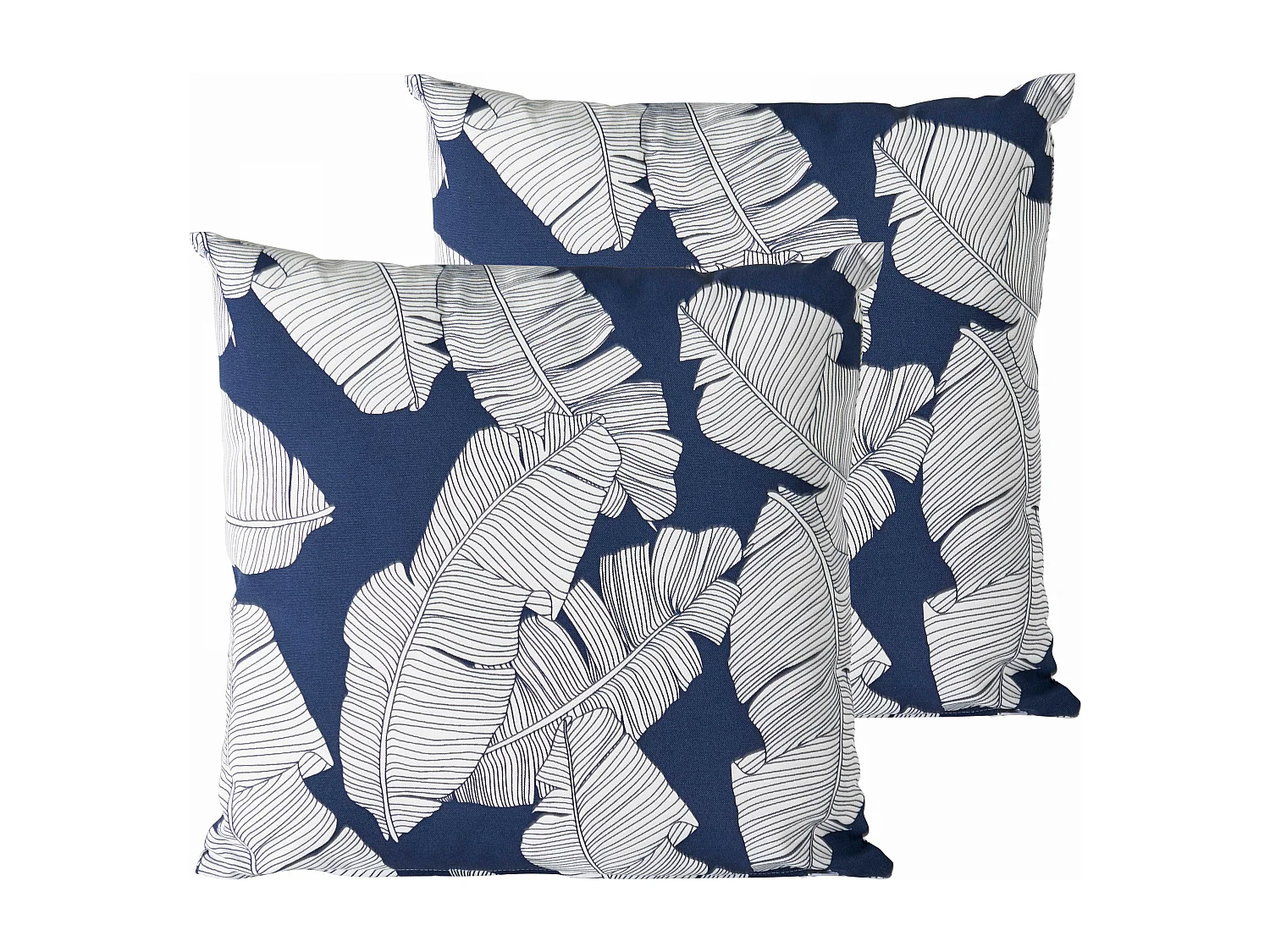 Lot de 2 coussins carrés polyester abaca bleu 45x45x8 cm