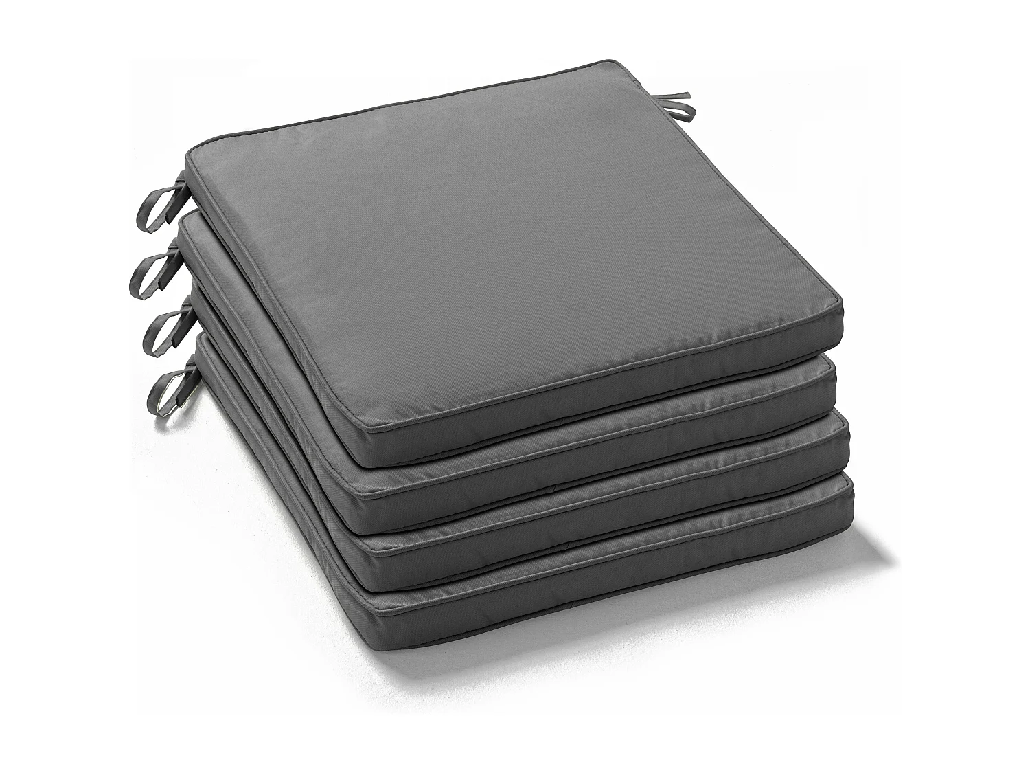 Lot de 4 galettes de chaise polyester gris 40x40x3 cm