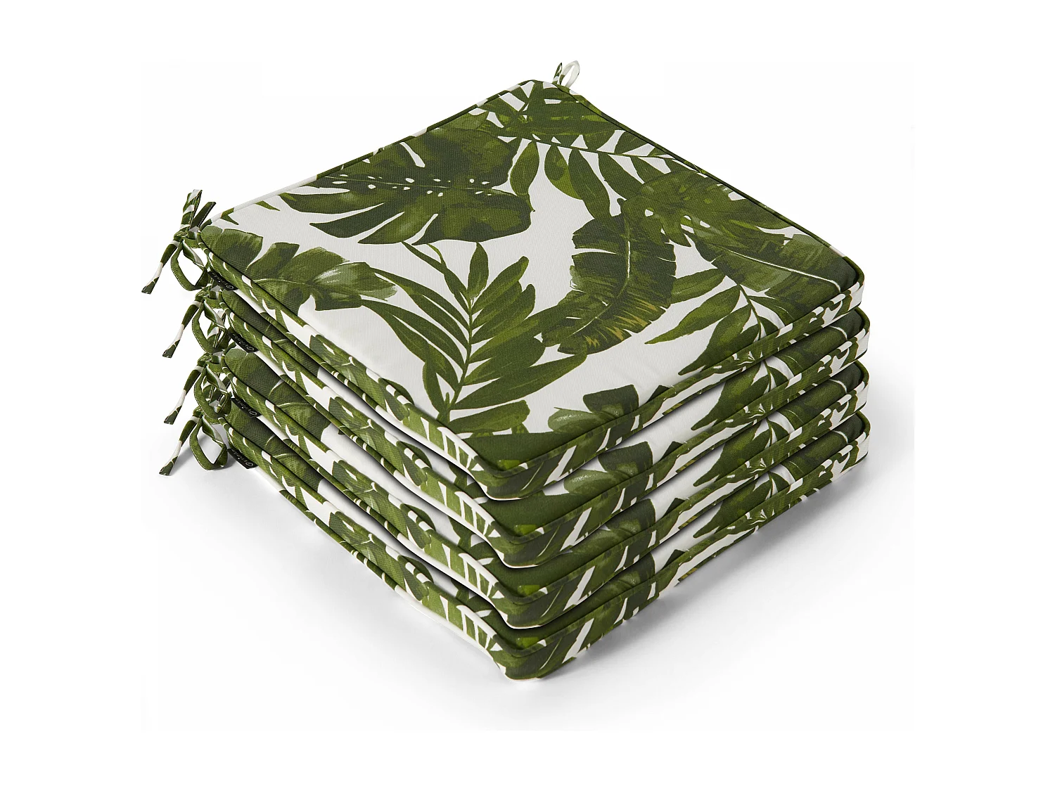 Lot de 4 galettes de chaise polyester jungle 40x40x3 cm