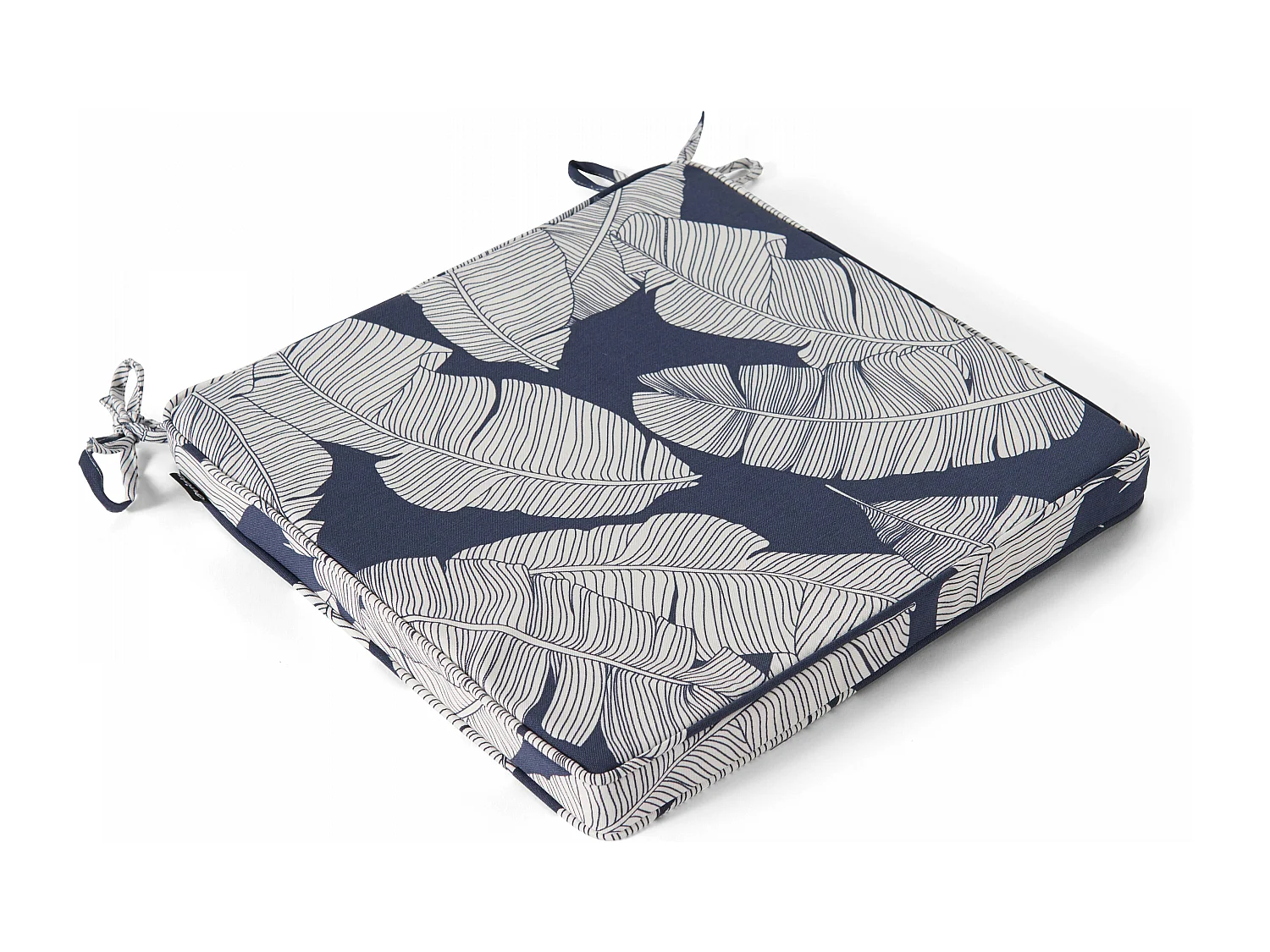 Lot de 4 galettes de chaise polyester abaca bleu 40x40x3 cm