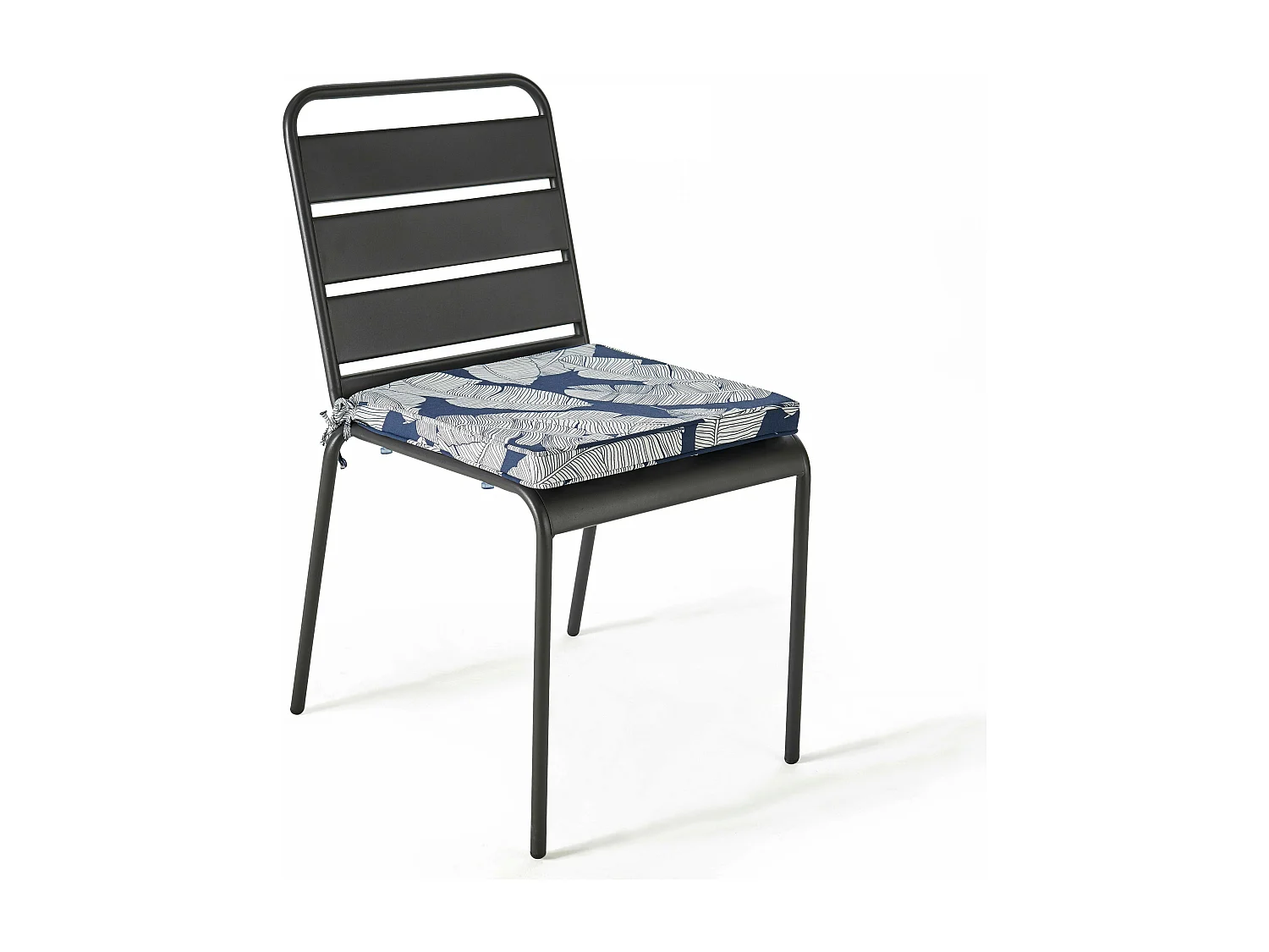 Lot de 4 galettes de chaise polyester abaca bleu 40x40x3 cm