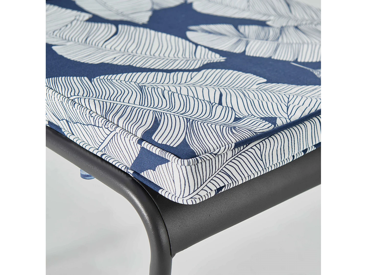 Lot de 4 galettes de chaise polyester abaca bleu 40x40x3 cm