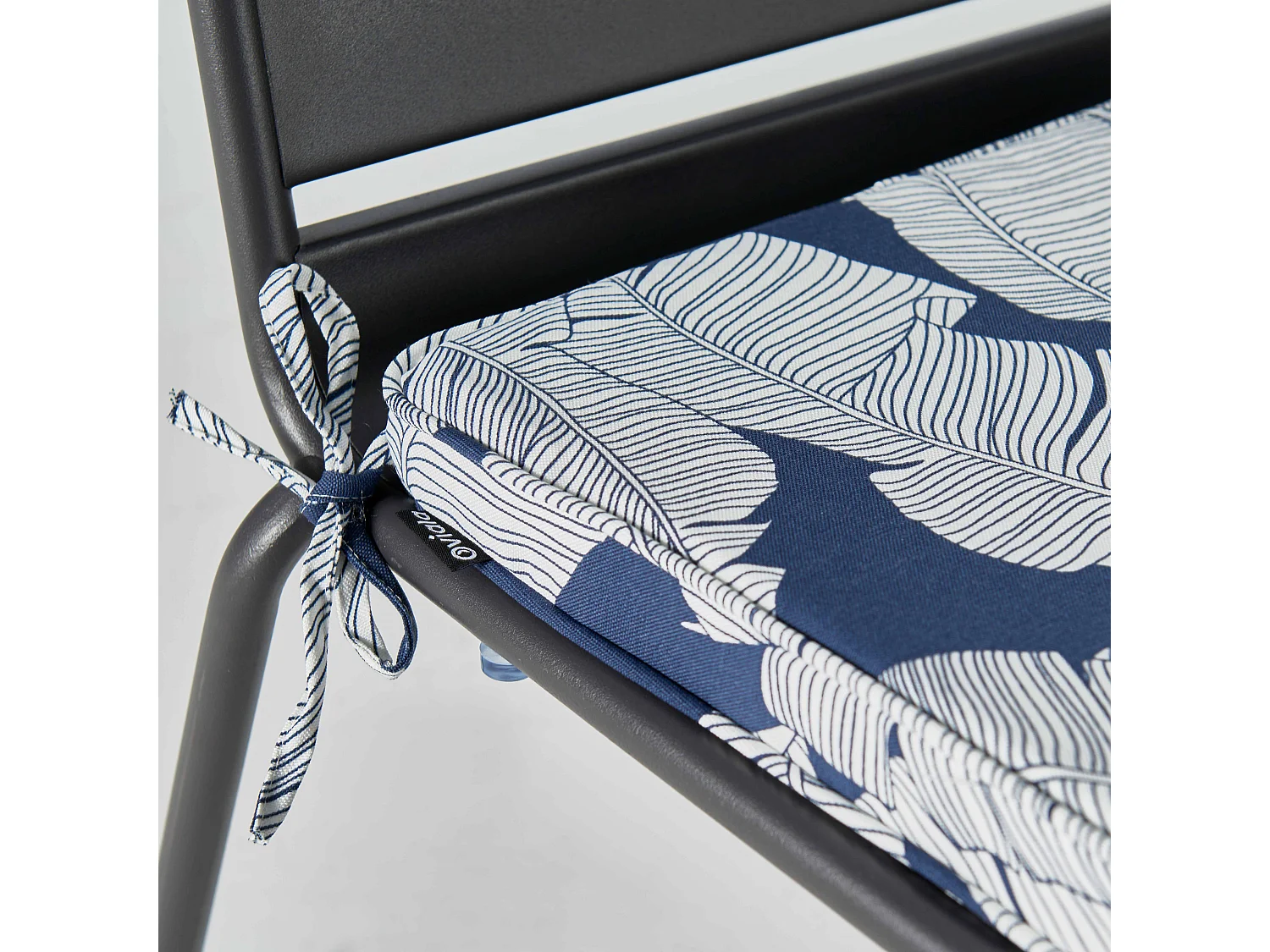 Lot de 4 galettes de chaise polyester abaca bleu 40x40x3 cm