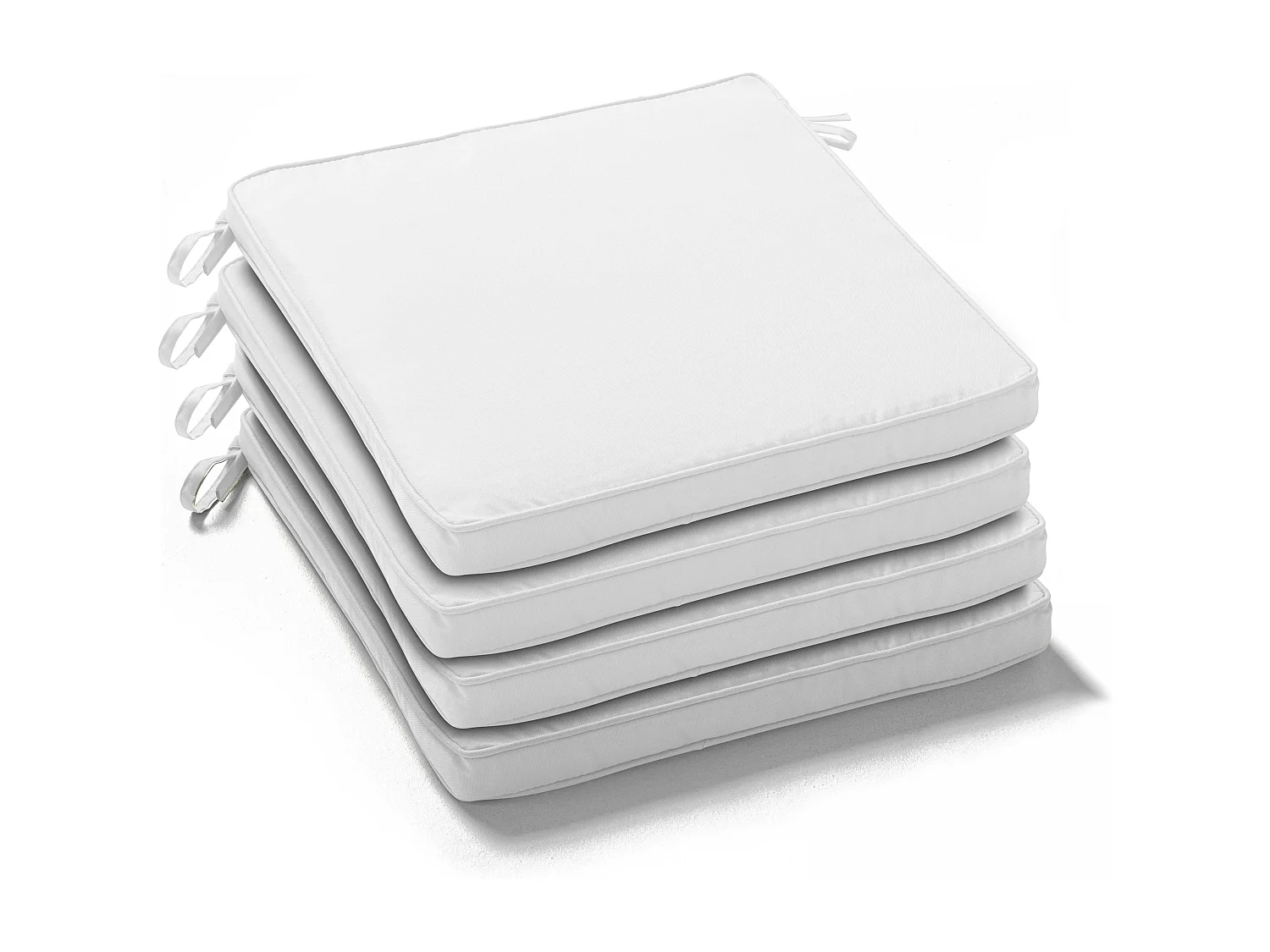Lot de 4 galettes de chaise polyester écru 40x40x3 cm
