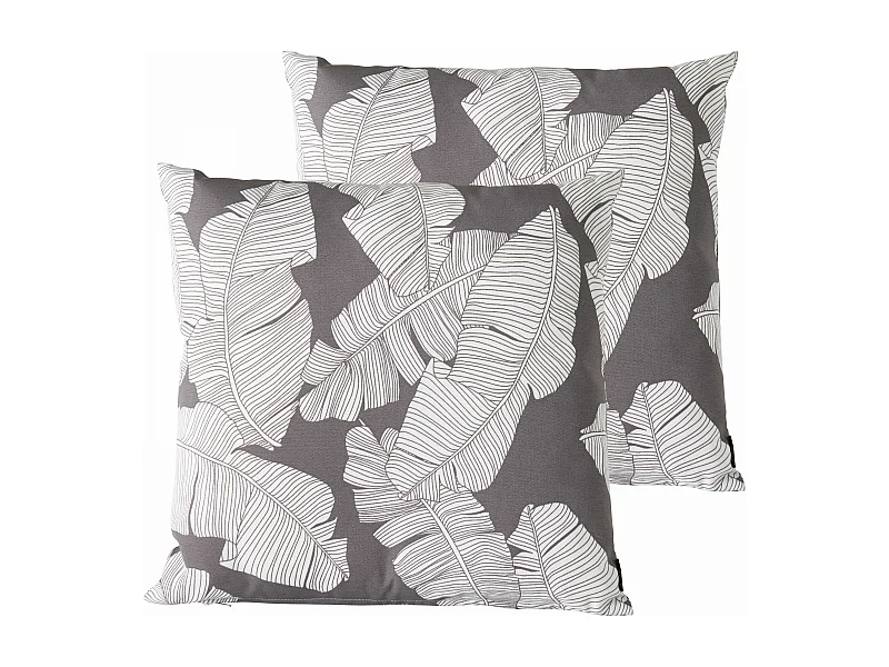 Lot de 2 coussins carrés polyester abaca gris 45x45x8 cm