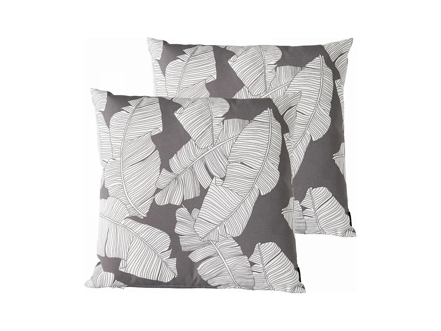 Lot de 2 coussins carrés polyester abaca gris 45x45x8 cm