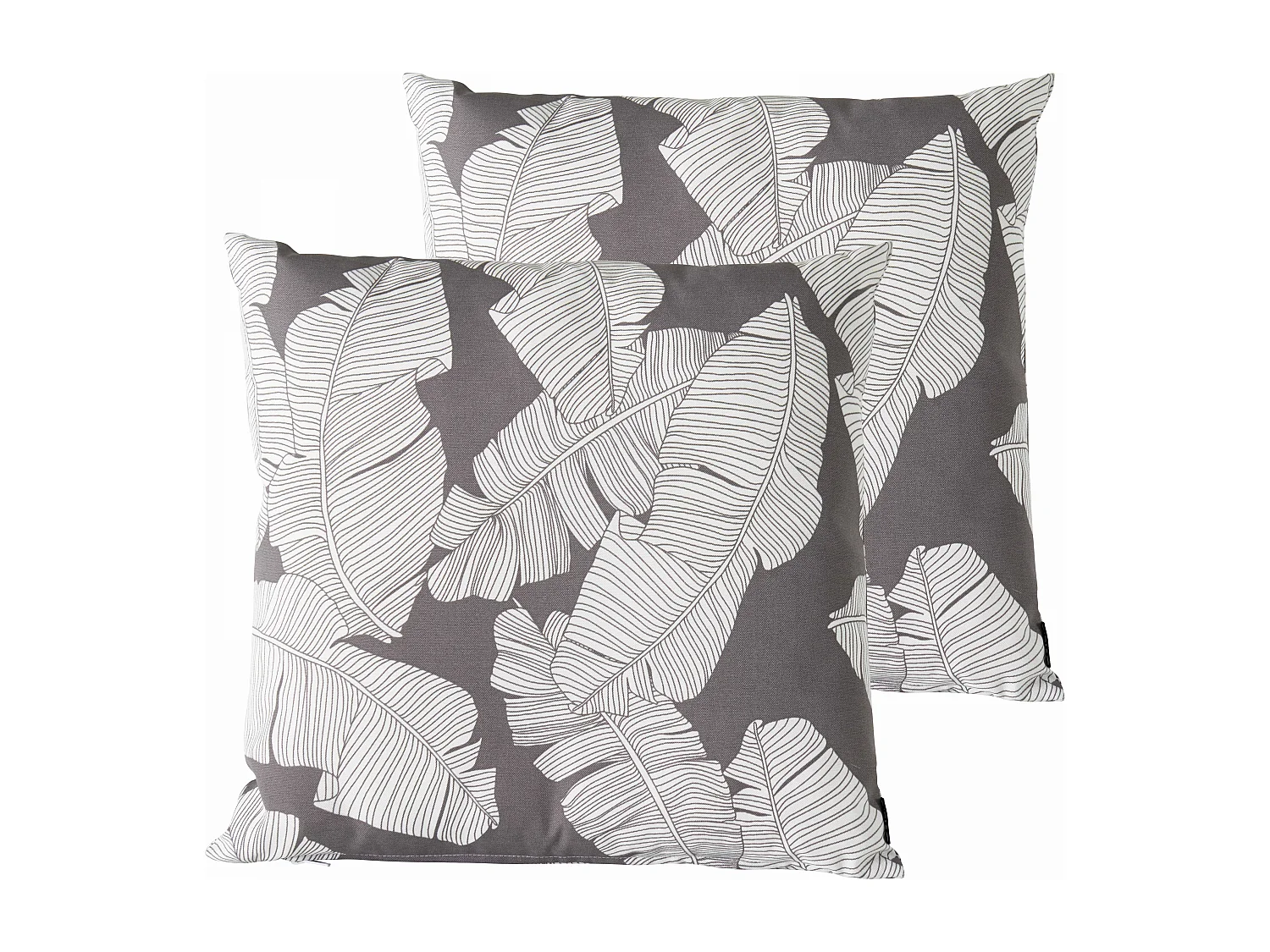 Lot de 2 coussins carrés polyester abaca gris 45x45x8 cm