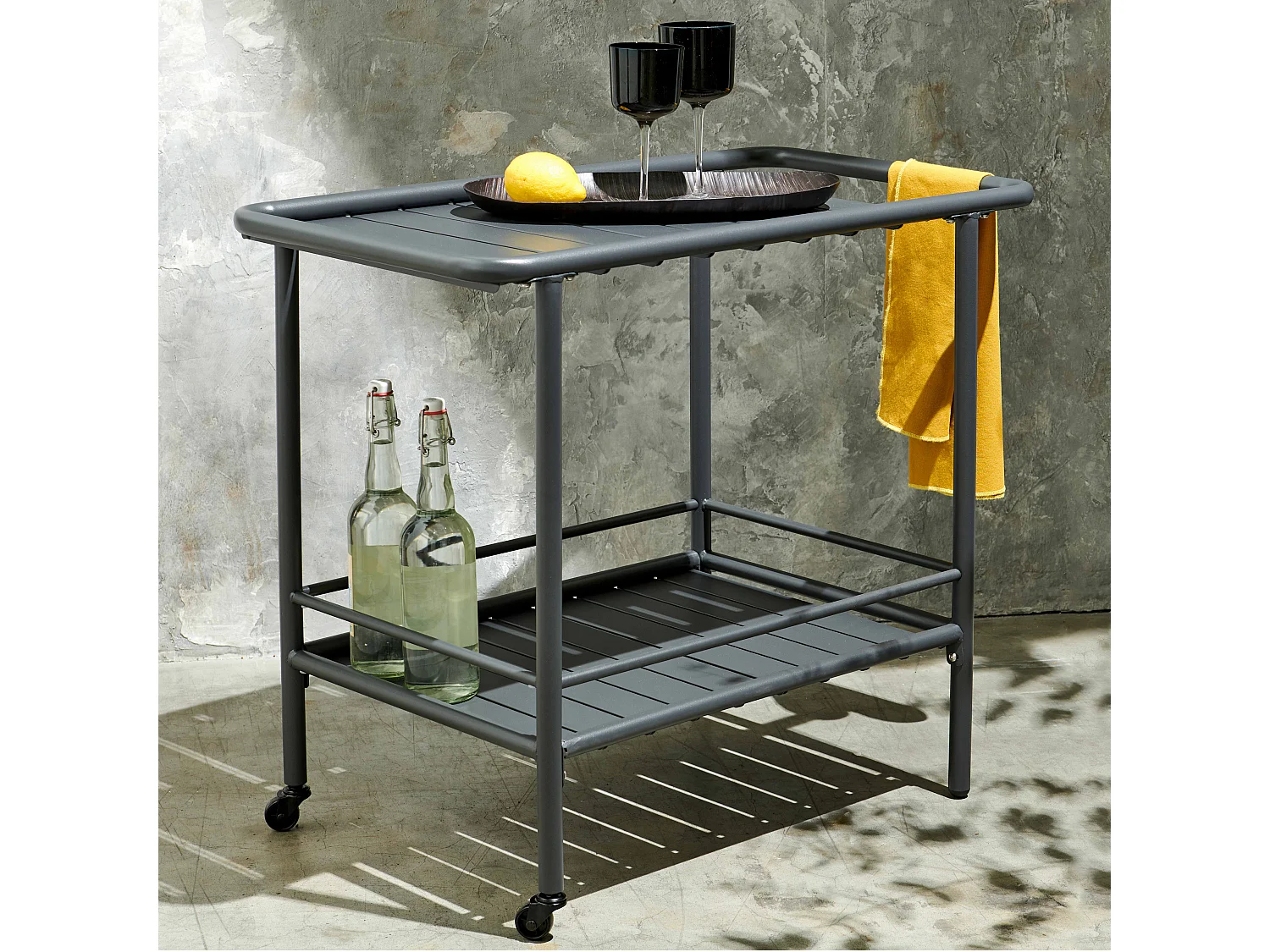 Desserte intérieur à roulettes en acier anthracite - Palavas