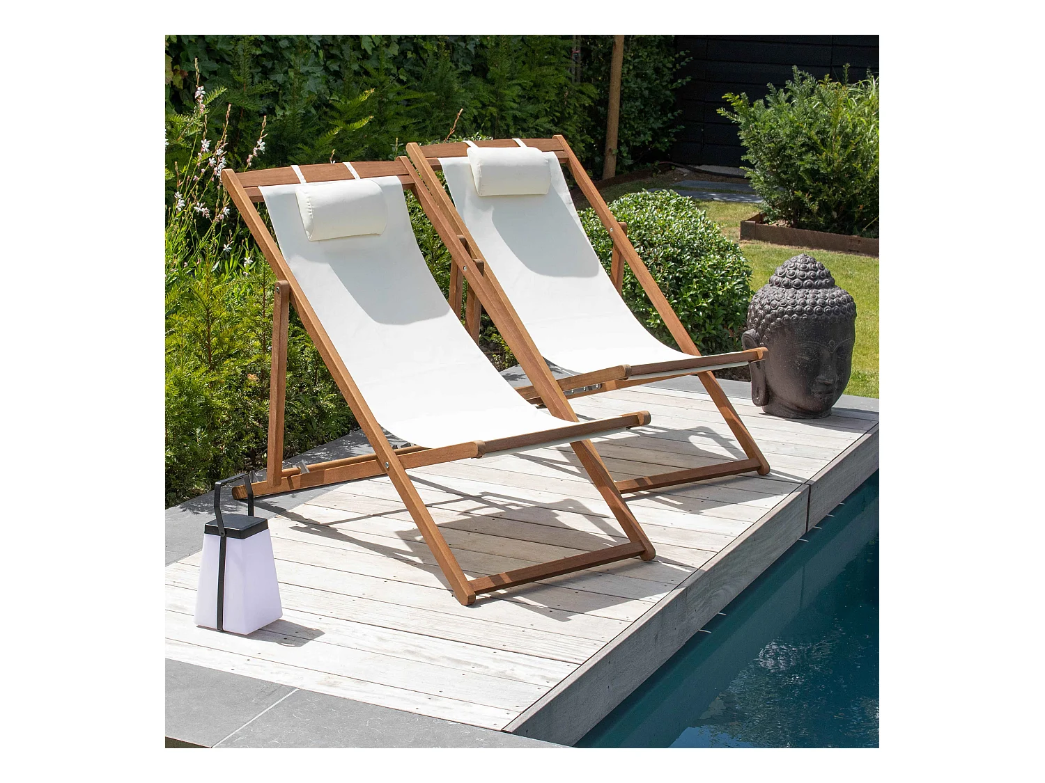 Lot de 2 chiliennes eucalyptus blanc