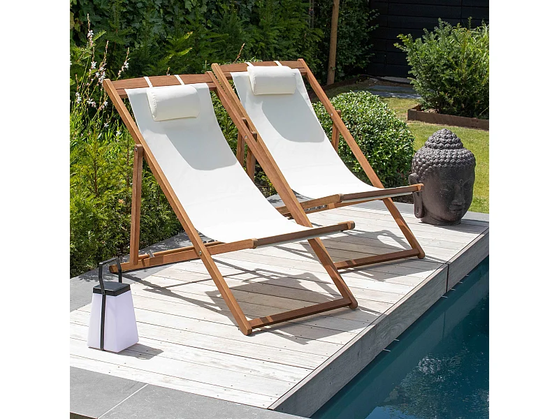 Lot de 2 chiliennes eucalyptus blanc