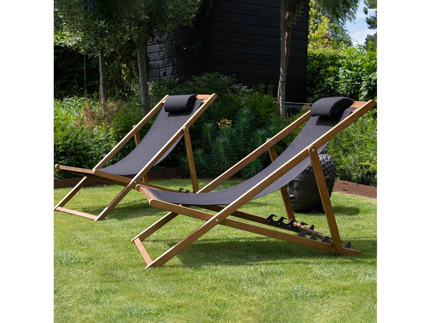 Lot de 2 chiliennes eucalyptus noir