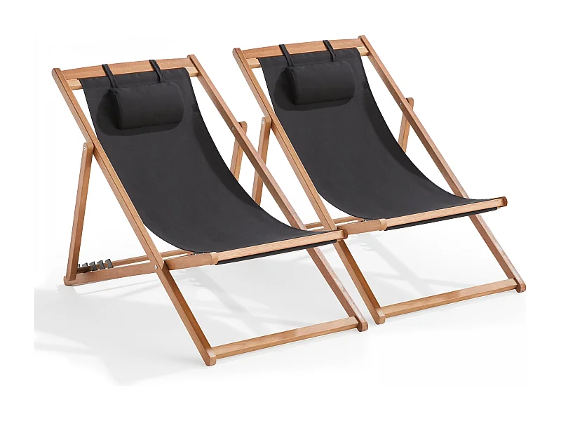 Lot de 2 chiliennes eucalyptus noir