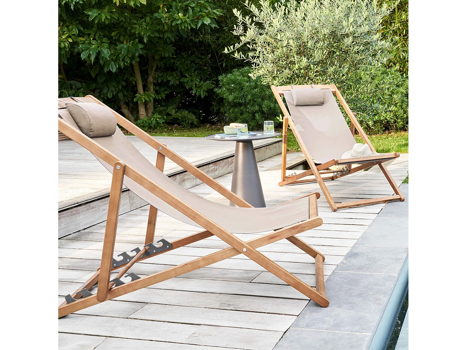 Lot de 2 chiliennes eucalyptus taupe