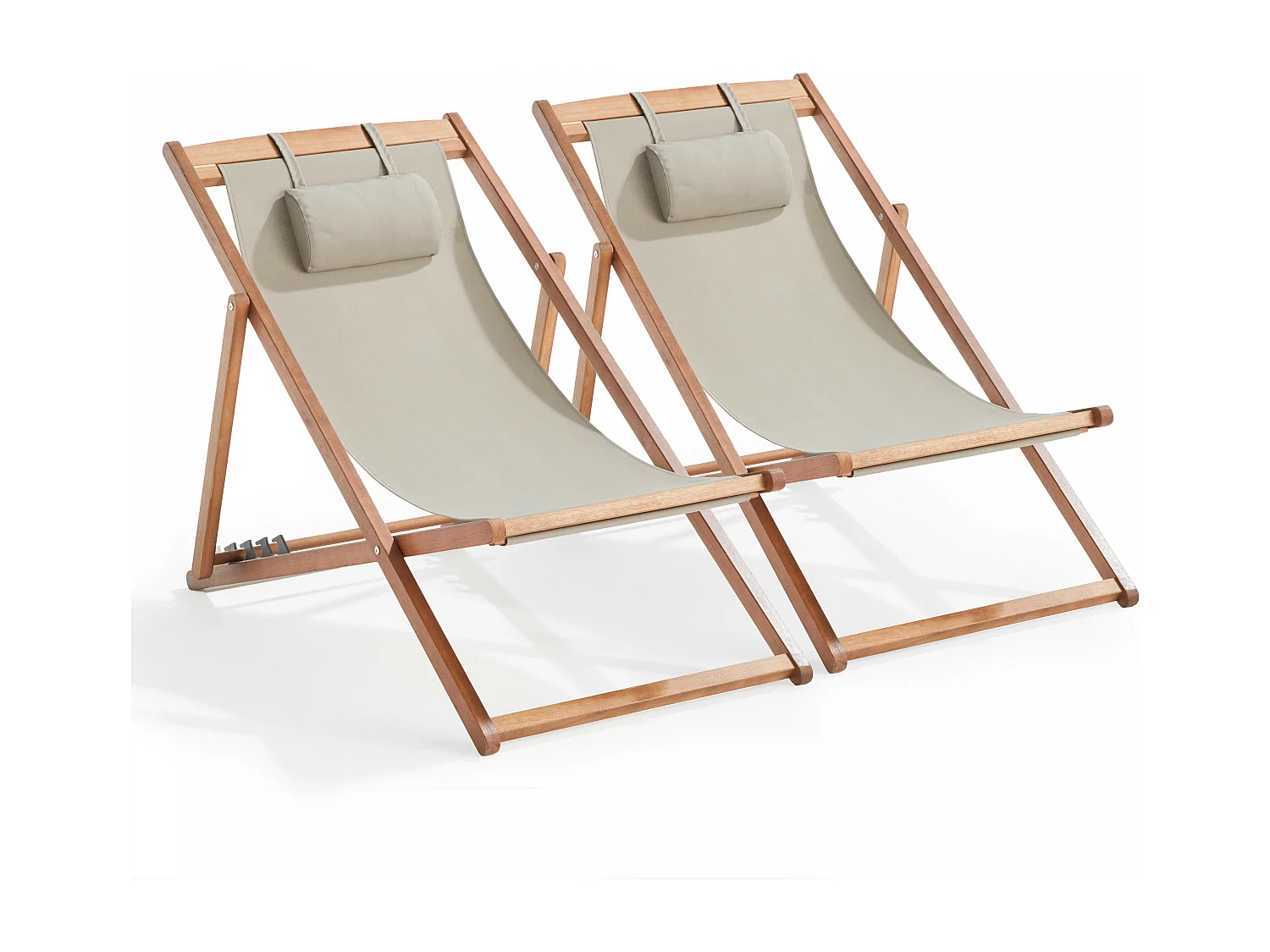 Lot de 2 chiliennes eucalyptus taupe