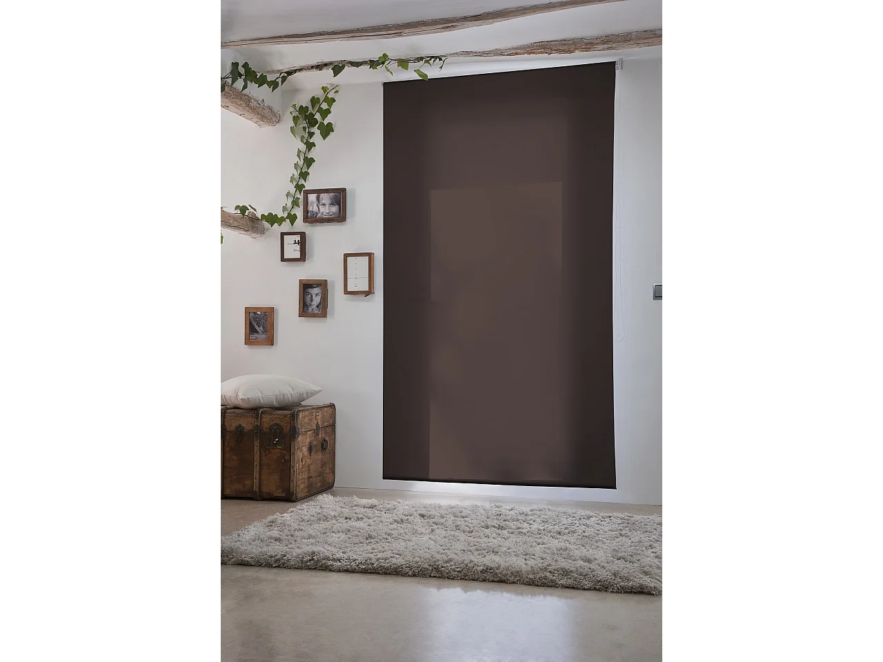 ESTORALIS | Estores Enrollables Lisos Translucidos | 120 x 235 cm (Ancho por Alto) Tamaño de Tela 117 x 230 cm | Modelo GOVE Color Marron