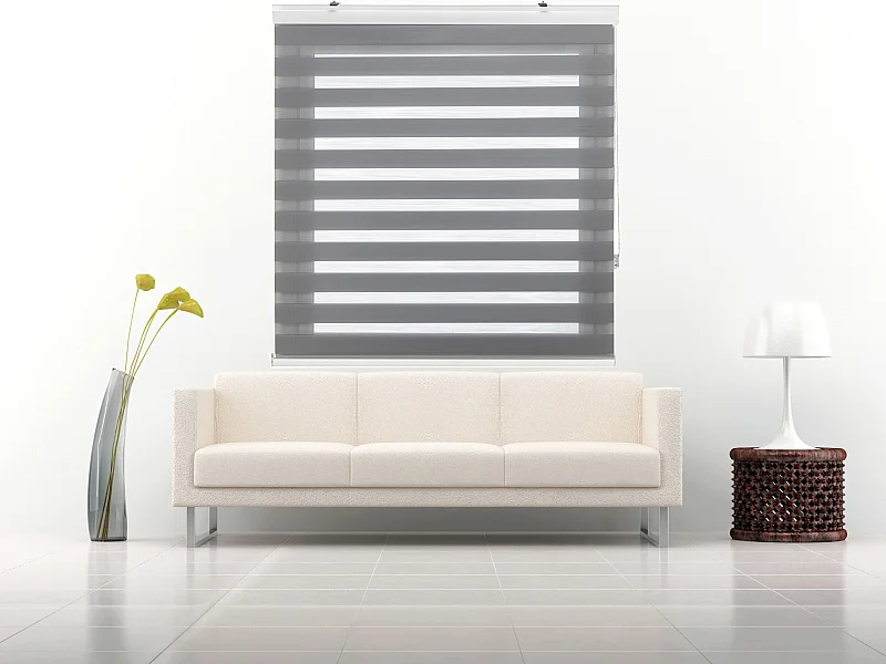 ESTORALIS | Estor Enrollable NOCHE y DIA | 145 x 180 cm (Ancho por Alto) Tamaño de Tela 142 x 175 cm | Modelo SANSA Color Gris