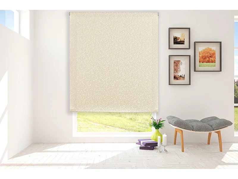 ESTORALIS | Estores Enrollables Translúcidos Easyfix  | 90 x 180 cm (Ancho por Alto) Tamaño de Tela 87 x 180 cm | Modelo SANDOR Color Beige