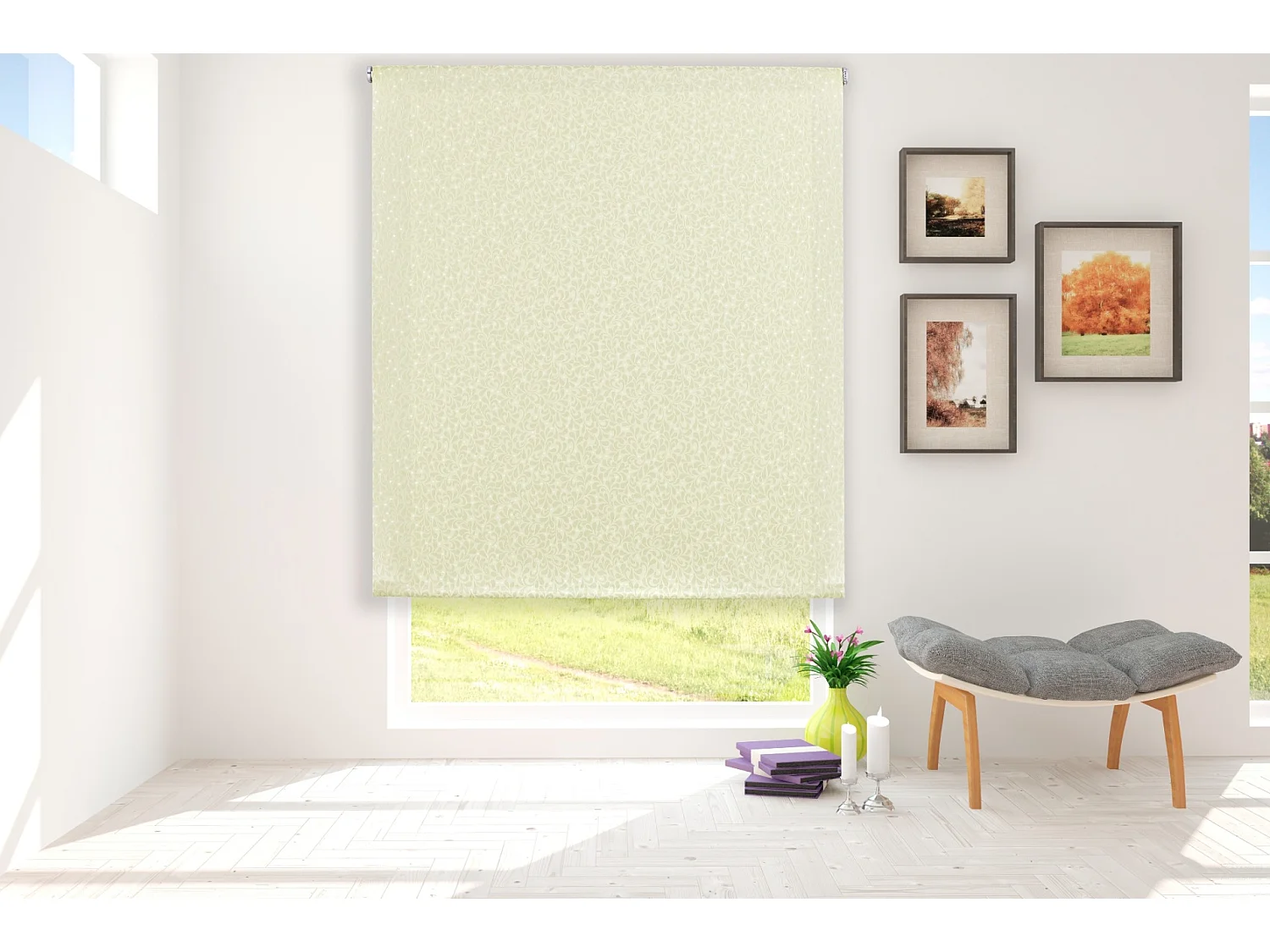 ESTORALIS | Estor Enrollable Translúcido | 110 x 255 cm (Ancho por Alto) Tamaño de Tela 107 x 250 cm | Modelo SANDOR Color Marfil