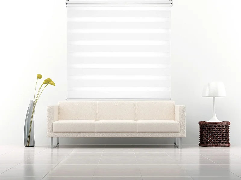 ESTORALIS | Estor Enrollable NOCHE y DIA | 170 x 255 cm (Ancho por Alto) Tamaño de Tela 167 x 250 cm | Modelo SHAE Color Blanco