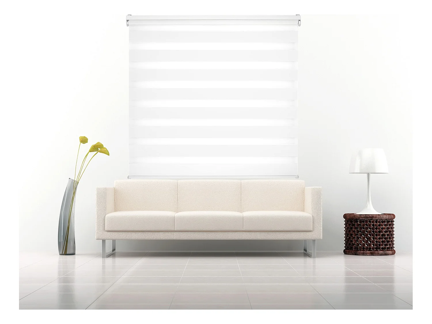 ESTORALIS | Estor Enrollable NOCHE y DIA | 170 x 255 cm (Ancho por Alto) Tamaño de Tela 167 x 250 cm | Modelo SHAE Color Blanco