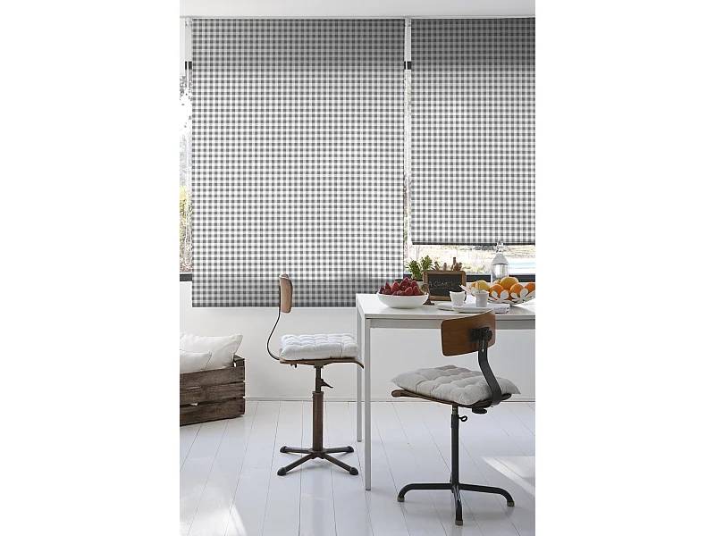 ESTORALIS | Estores Personalizados de COCINA | 130 x 180 cm (Ancho por Alto) Tamaño de Tela 127 x 175 cm | Modelo Vichy-2 Color Gris