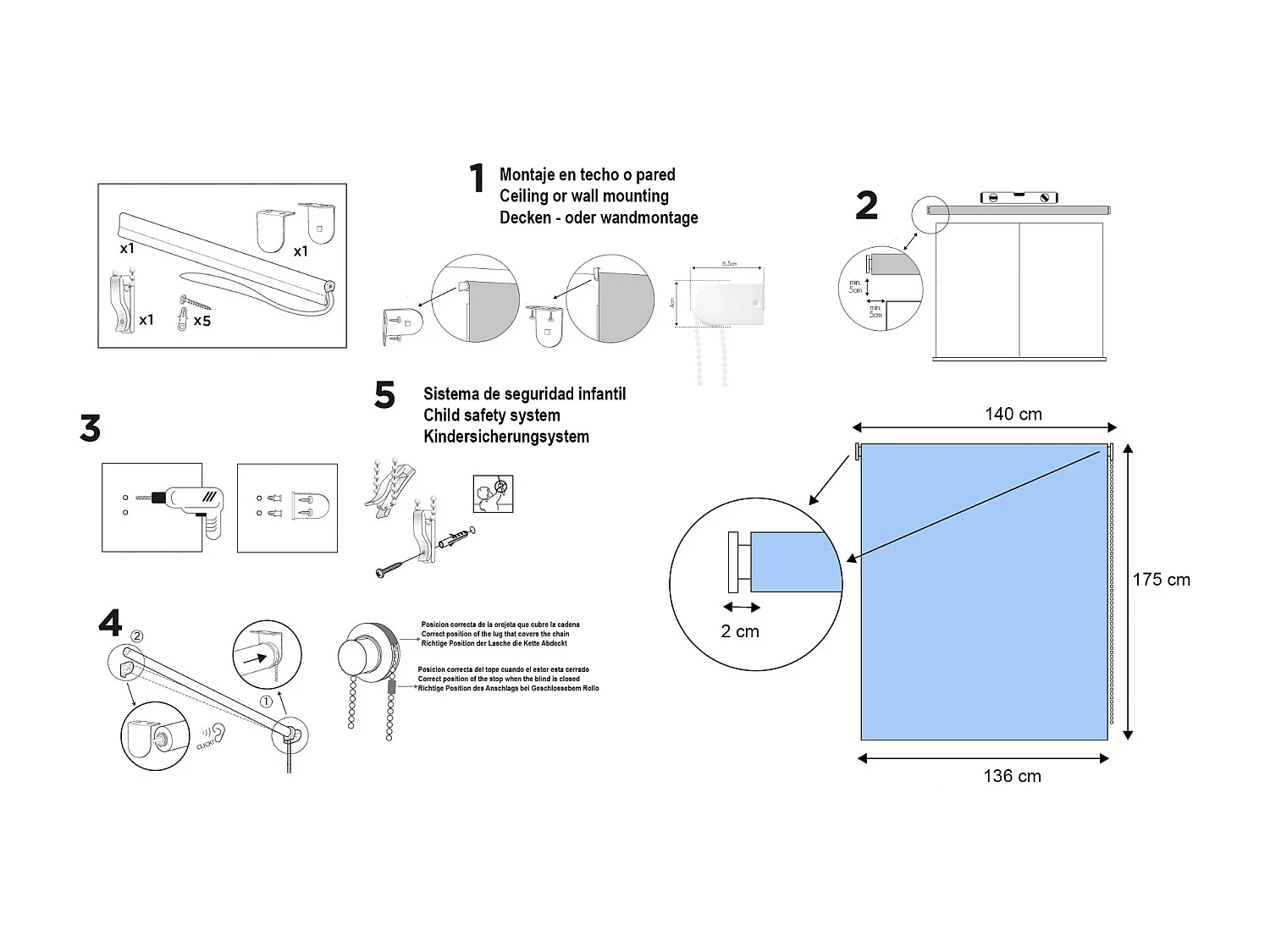 ESTORALIS | Estores Enrollables Lisos Translucidos | 140 x 180 cm (Ancho por Alto) Tamaño de Tela 137 x 175 cm | Modelo GOVE Color Beige