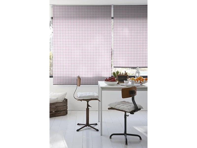 ESTORALIS | Estores Personalizados de COCINA | 120 x 180 cm (Ancho por Alto) Tamaño de Tela 117 x 175 cm | Modelo Vichy-2 Color Rosa