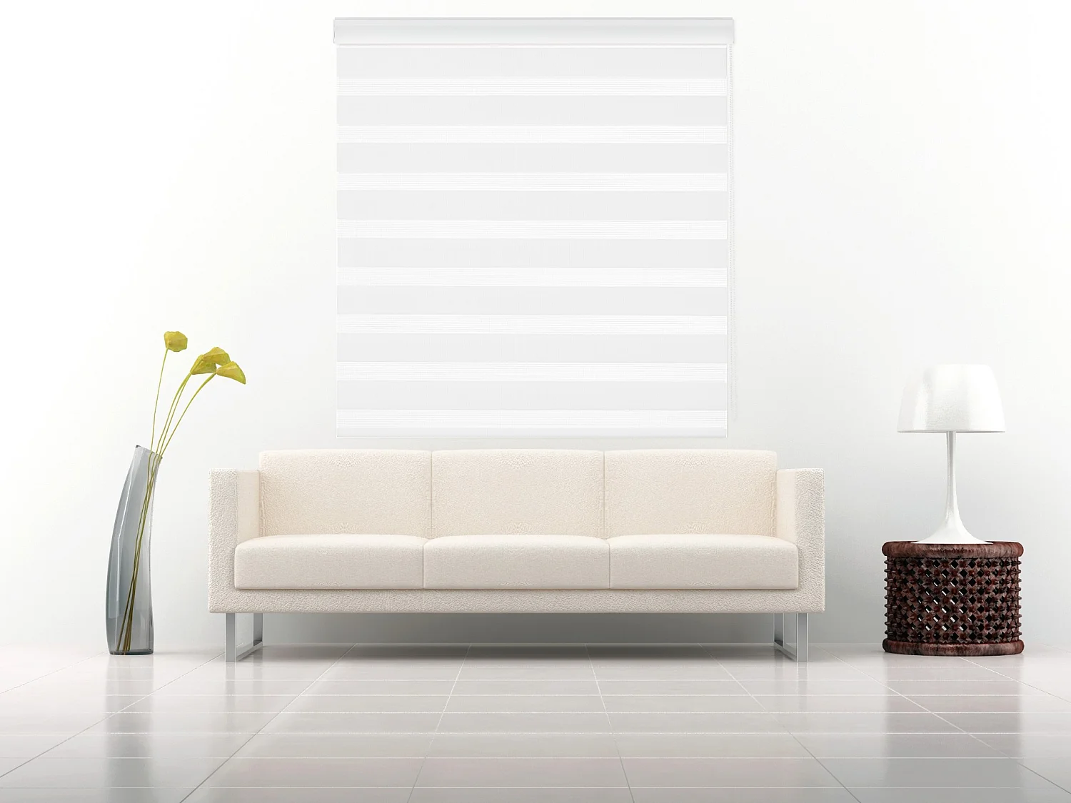 ESTORALIS | Estor Enrollable NOCHE y DIA | 170 x 255 cm (Ancho por Alto) Tamaño de Tela 167 x 250 cm | Modelo SANSA Color Blanco