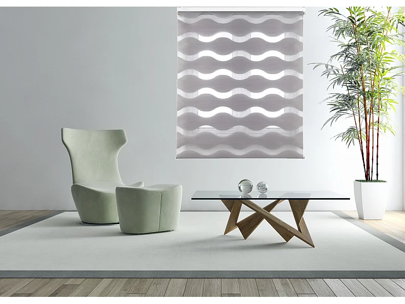 ESTORALIS | Estor Enrollable NOCHE y DIA | 170 x 255 cm (Ancho por Alto) Tamaño de Tela 167 x 250 cm | Modelo JEOR Color Gris